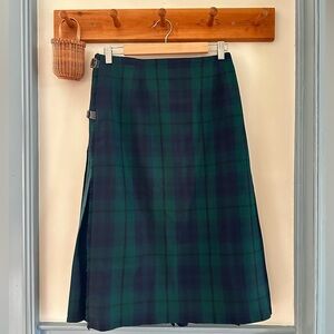 Plaid Green Midi Skirt